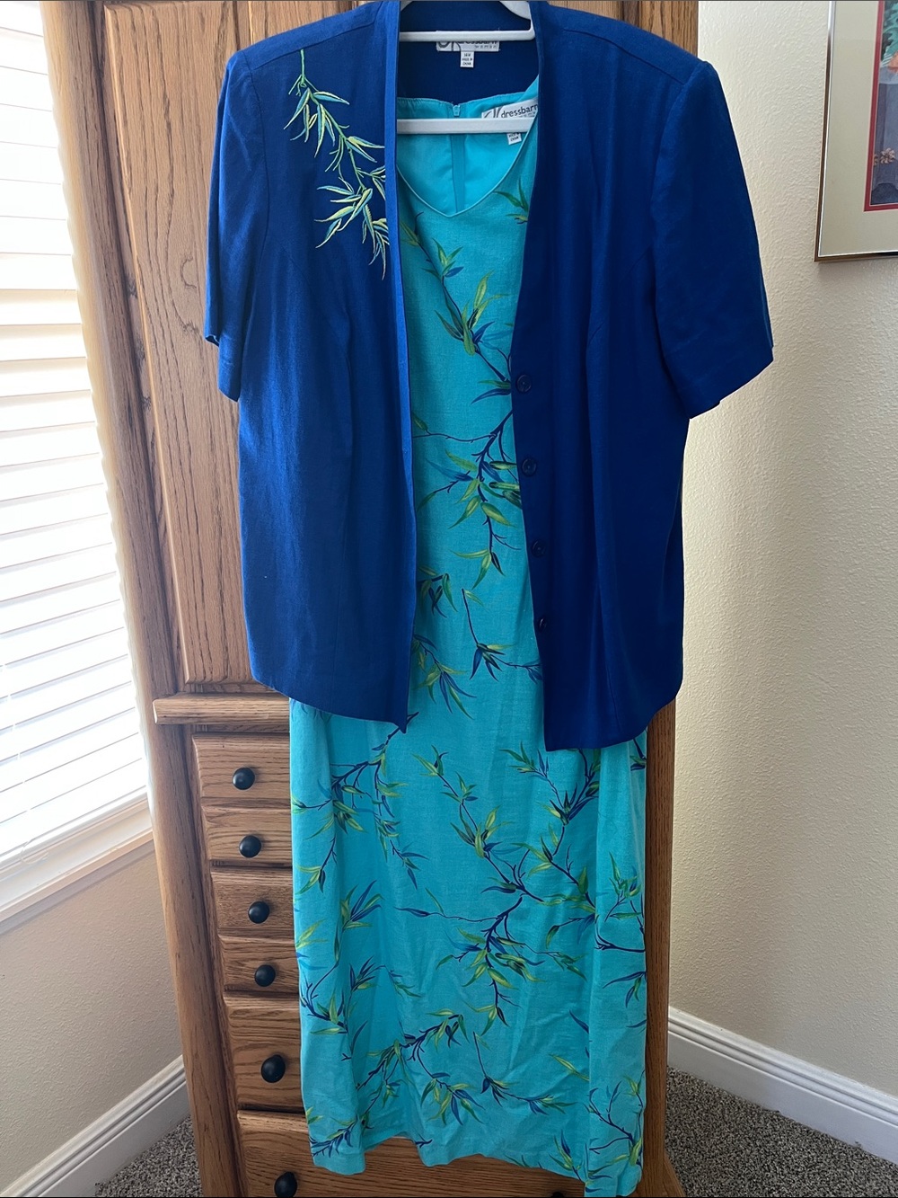 Summery Floral 2 Piece Mixed Linen Colorful Maxi Dress by Dress Barn Woman